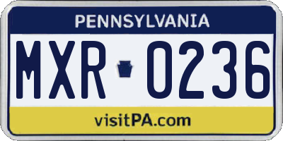 PA license plate MXR0236