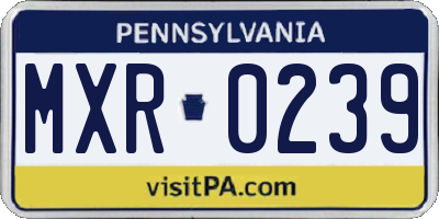 PA license plate MXR0239