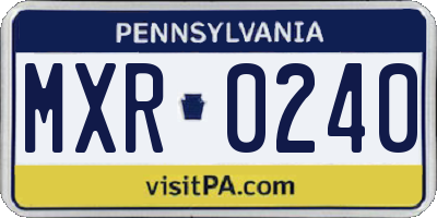 PA license plate MXR0240