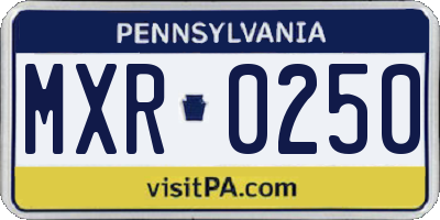 PA license plate MXR0250