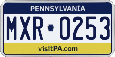 PA license plate MXR0253