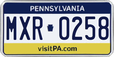 PA license plate MXR0258