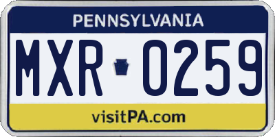 PA license plate MXR0259