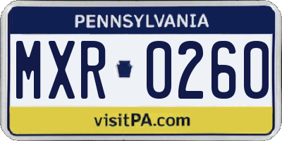 PA license plate MXR0260