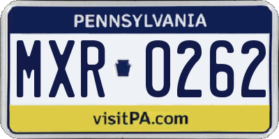 PA license plate MXR0262