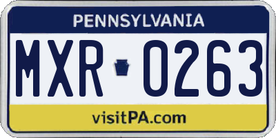 PA license plate MXR0263
