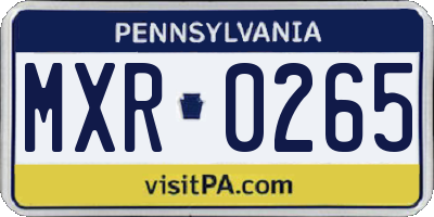 PA license plate MXR0265