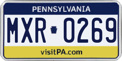 PA license plate MXR0269