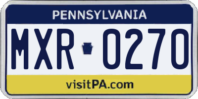 PA license plate MXR0270