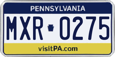 PA license plate MXR0275