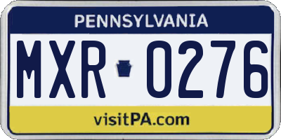 PA license plate MXR0276