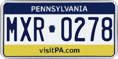 PA license plate MXR0278