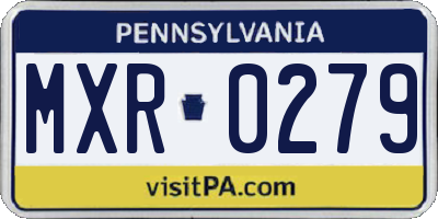 PA license plate MXR0279