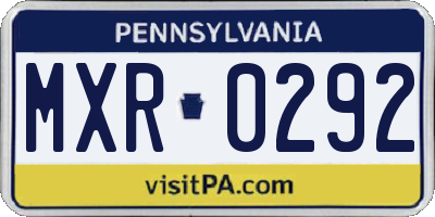 PA license plate MXR0292