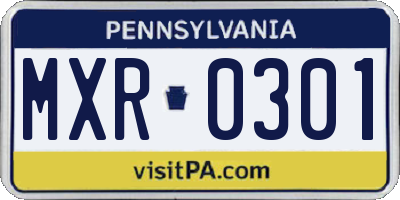 PA license plate MXR0301