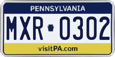 PA license plate MXR0302