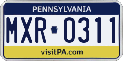 PA license plate MXR0311