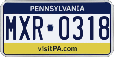 PA license plate MXR0318