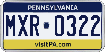 PA license plate MXR0322
