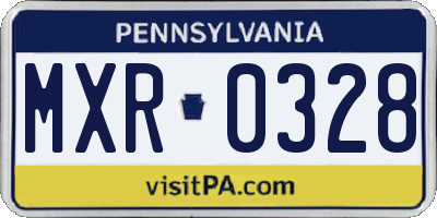PA license plate MXR0328