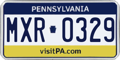 PA license plate MXR0329