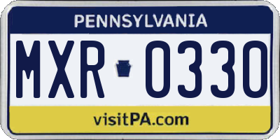 PA license plate MXR0330