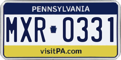 PA license plate MXR0331