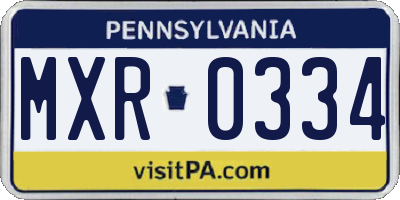 PA license plate MXR0334