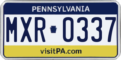PA license plate MXR0337