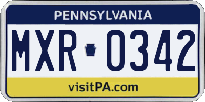 PA license plate MXR0342