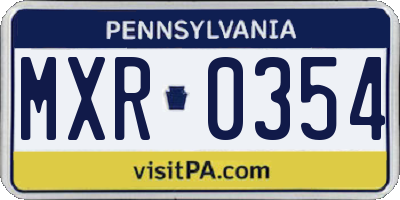 PA license plate MXR0354
