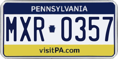 PA license plate MXR0357