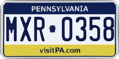 PA license plate MXR0358