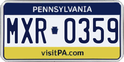PA license plate MXR0359