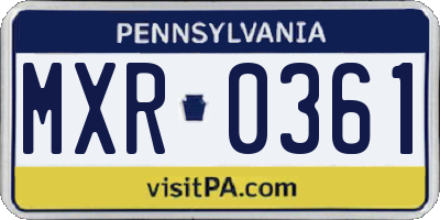 PA license plate MXR0361