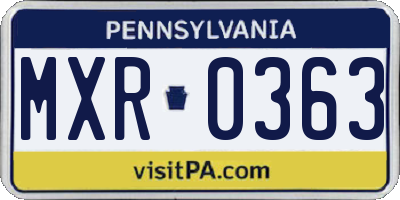 PA license plate MXR0363