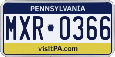 PA license plate MXR0366