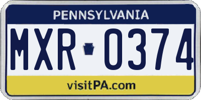 PA license plate MXR0374