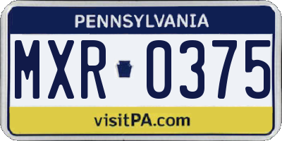 PA license plate MXR0375
