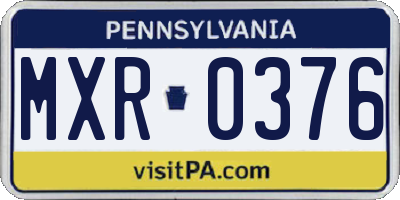 PA license plate MXR0376