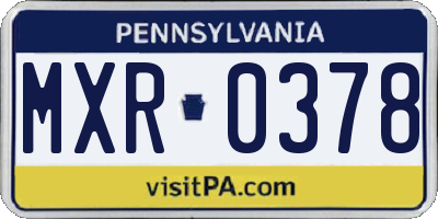 PA license plate MXR0378