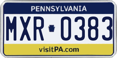 PA license plate MXR0383