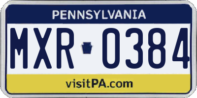 PA license plate MXR0384