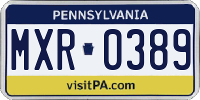 PA license plate MXR0389
