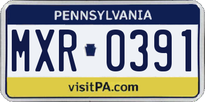 PA license plate MXR0391