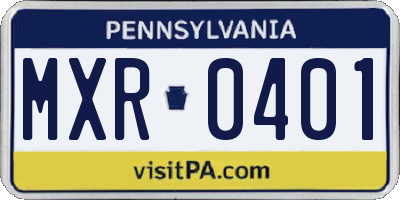 PA license plate MXR0401
