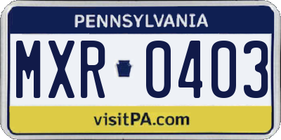 PA license plate MXR0403