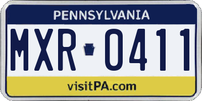 PA license plate MXR0411