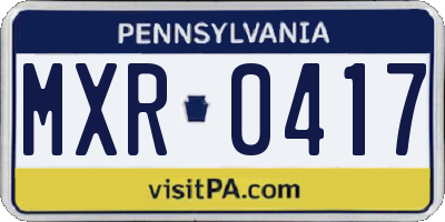 PA license plate MXR0417
