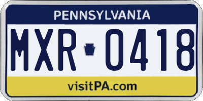 PA license plate MXR0418